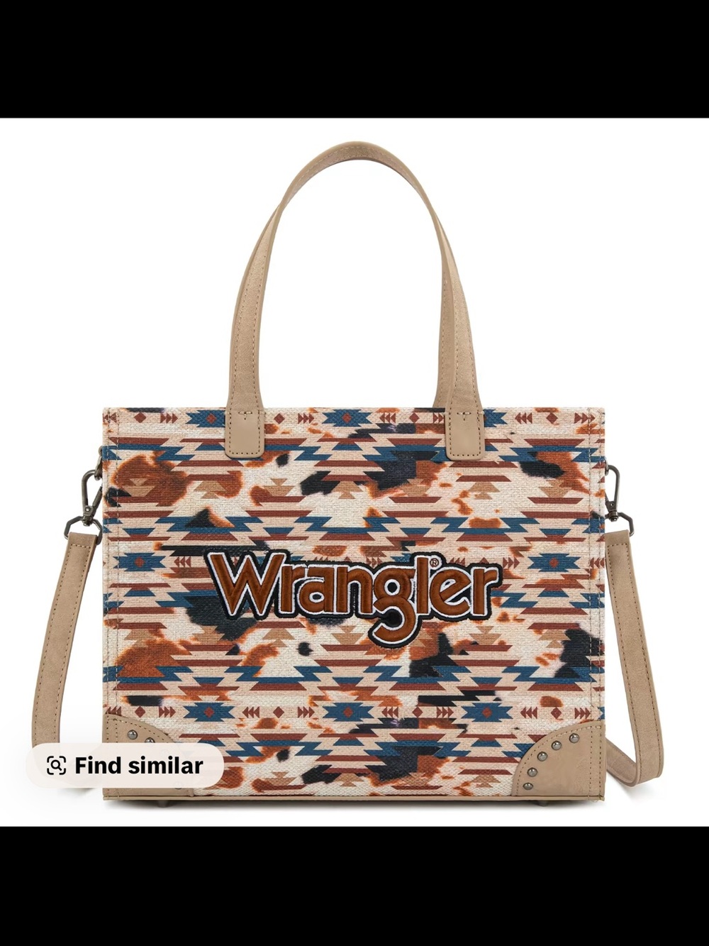 Wrangler Women's Aztec Canvas Tote in Khaki NWT